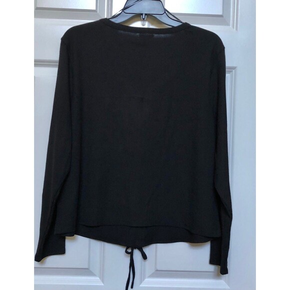 LOVE FIRE WOMEN'S PLUS SIZE JUNIORS 1X BLACK FASHION BASIC RIBBED TOP122 - Picture 4 of 5